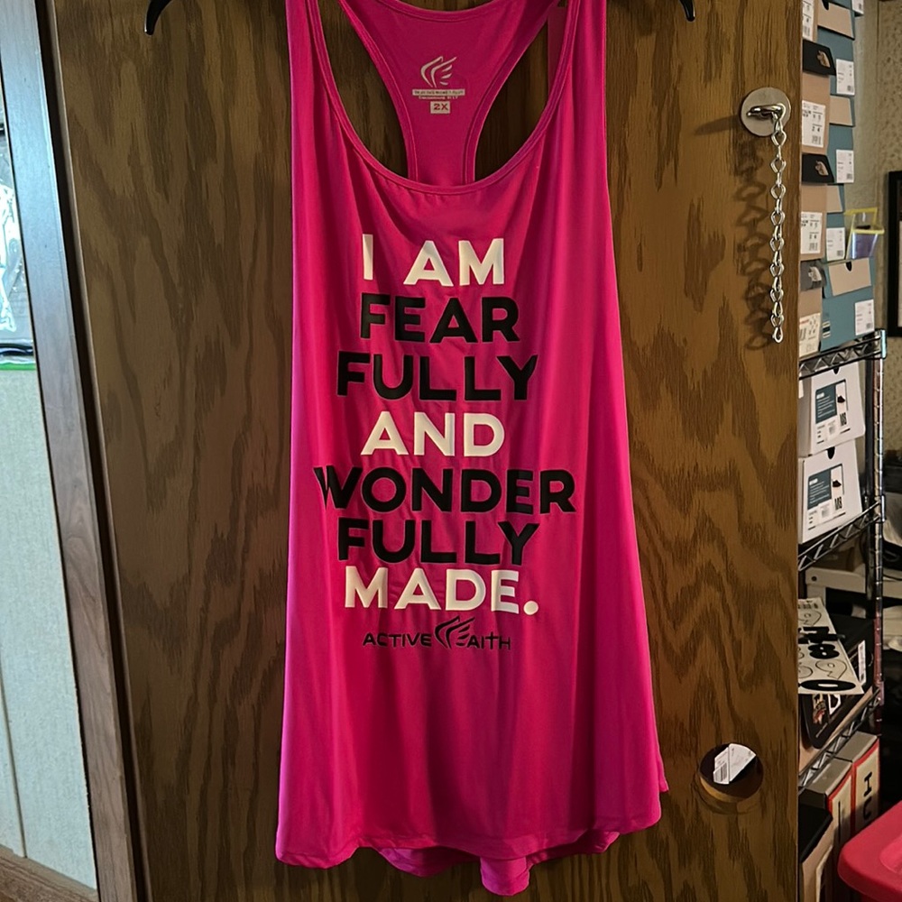 ACTIVE FAITH SPORTS FEARFULLY WONDERFULLY MADE TANK: PINK: NEW WITH TAGS: SZ 2X